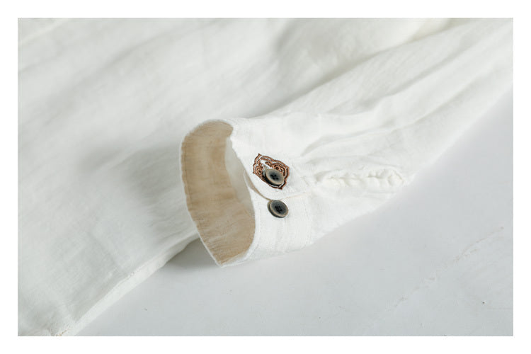 Men's stand collar linen shirt, view 4 - MRSLM