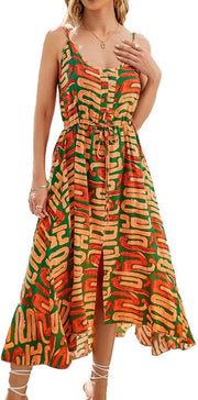 v-neck elegant mid-length dress, view 9 - MRSLM