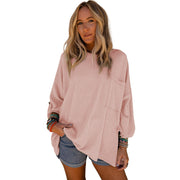 loose pocket ribbed long sleeve sweater, view 3 - MRSLM