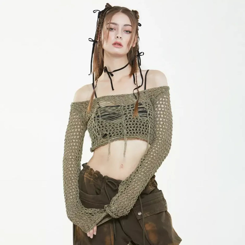 hollow-out tassel sweater, view 4 - MRSLM