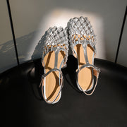 summer leather gladiator sandals with low heel, view 26 - MRSLM