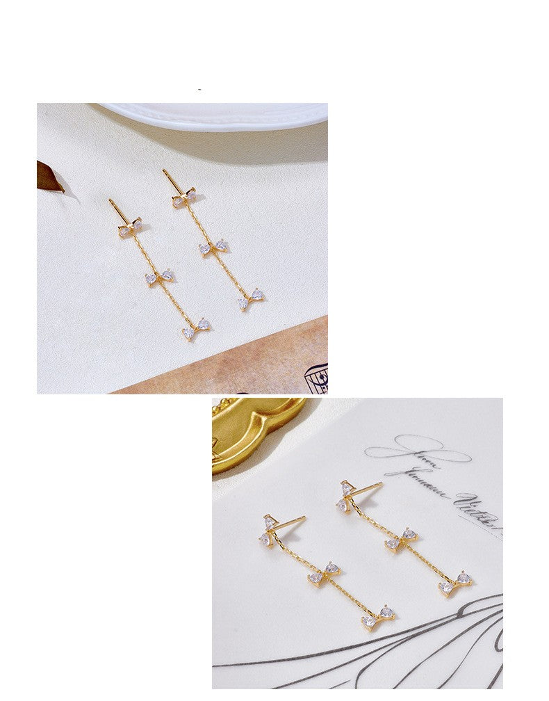 long silver bowknot earrings, view 3 - MRSLM