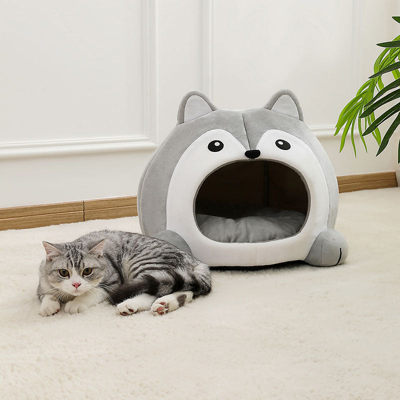 cozy plush cat bed and lounger, view 3 - MRSLM
