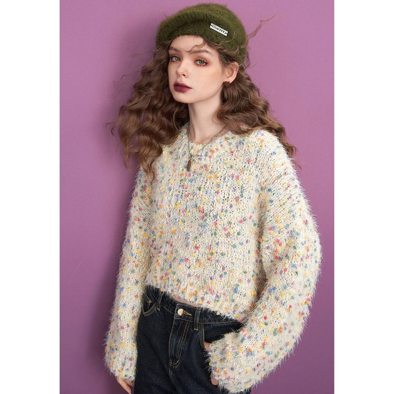 colorful dots loose knitwear for women, view 2 - MRSLM