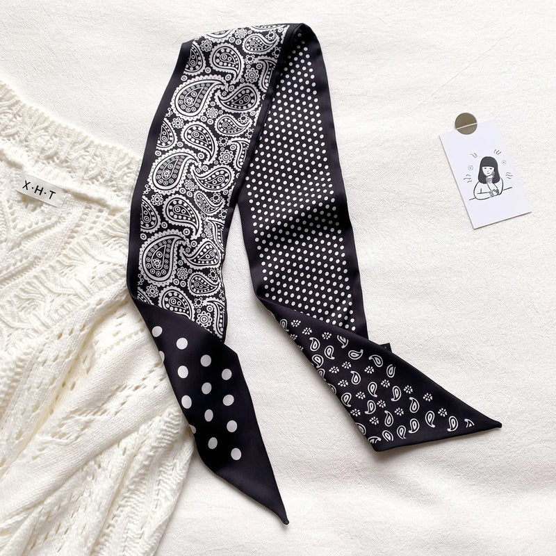 silk-feel narrow scarf, view 3 - MRSLM