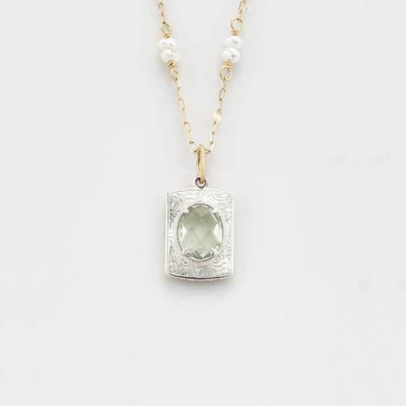 green amethyst silver pendant, view 2 - MRSLM