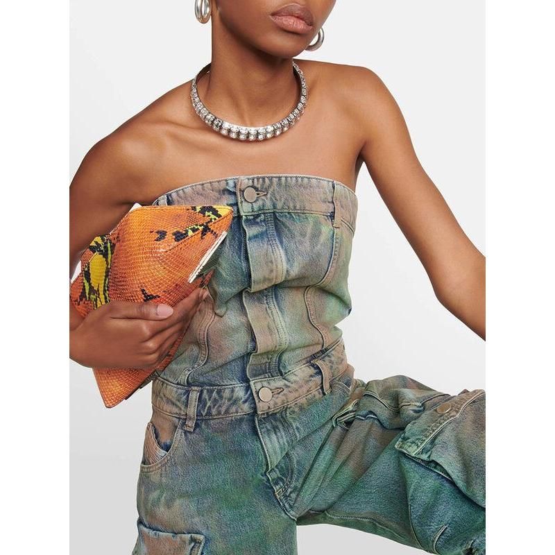 strapless denim jumpsuit, view 6 - MRSLM