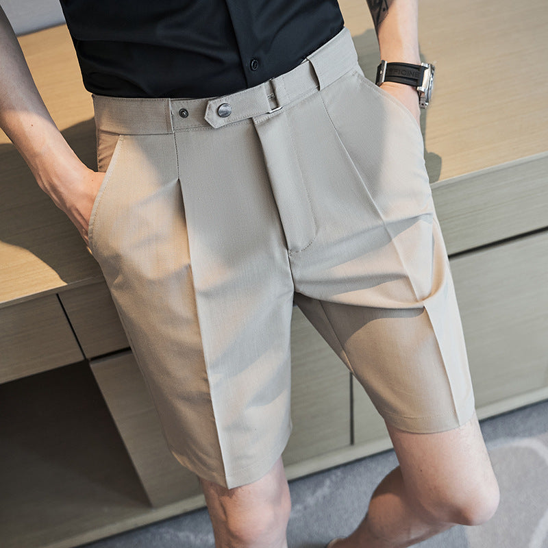men's slim fit suit shorts, view 9 - MRSLM