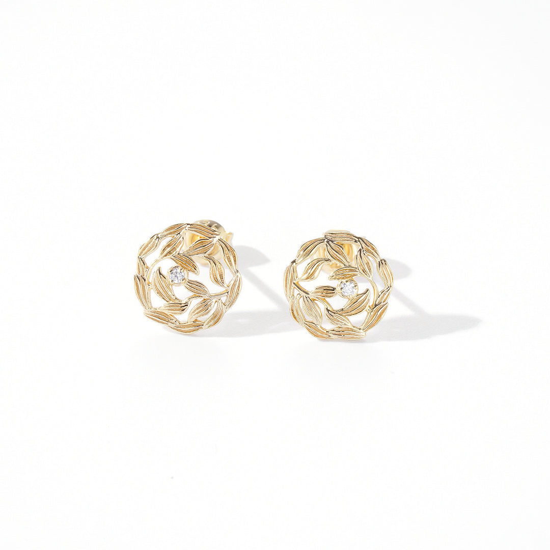 14K Gold Plated Ladies Earrings Light Luxury Fallen Leaves
