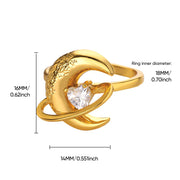 gold sun moon ring, view 3 - MRSLM