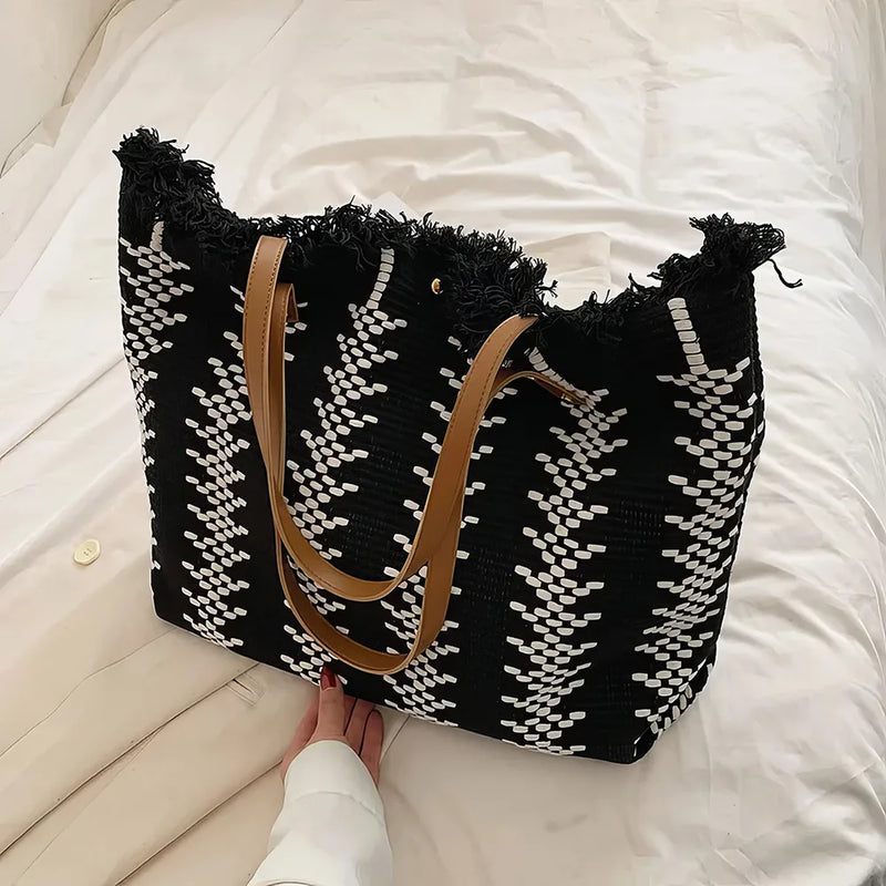 tassel canvas tote bag, view 6 - MRSLM