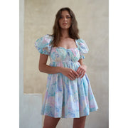 floral tie-dye backless mini dress, view 6 - MRSLM