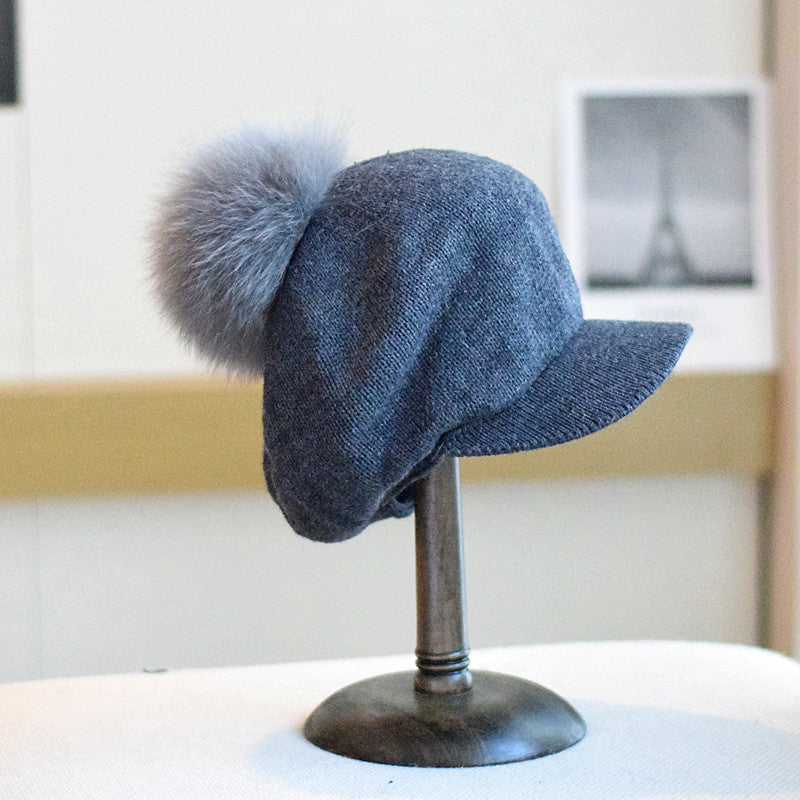 Soft Knitted Wool Ball Beret Retro Korean Type Hat