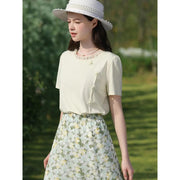 chic floral short sleeve T-shirt, view 8 - MRSLM