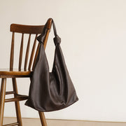 oversized leather hobo bag, view 3 - MRSLM