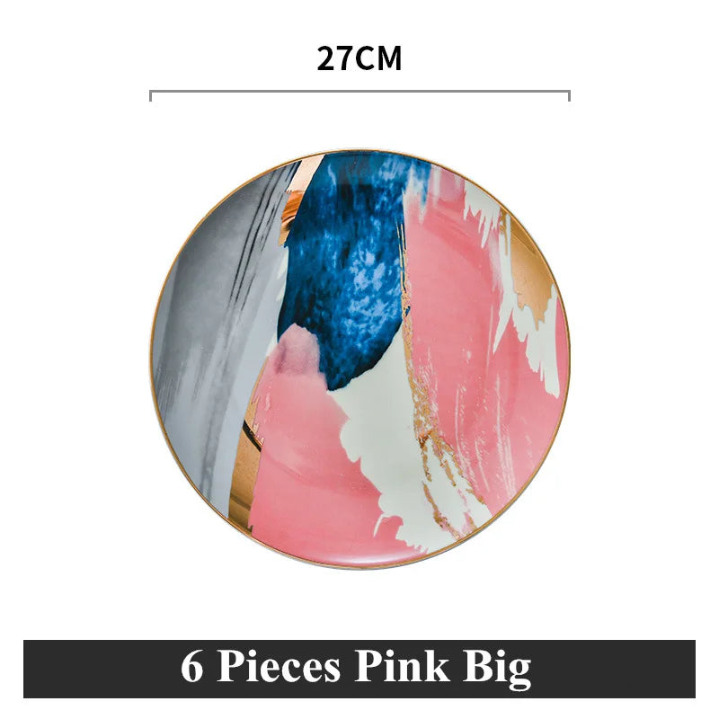 colorful cloud ceramic dinnerware set with gold inlay, view 3 - MRSLM