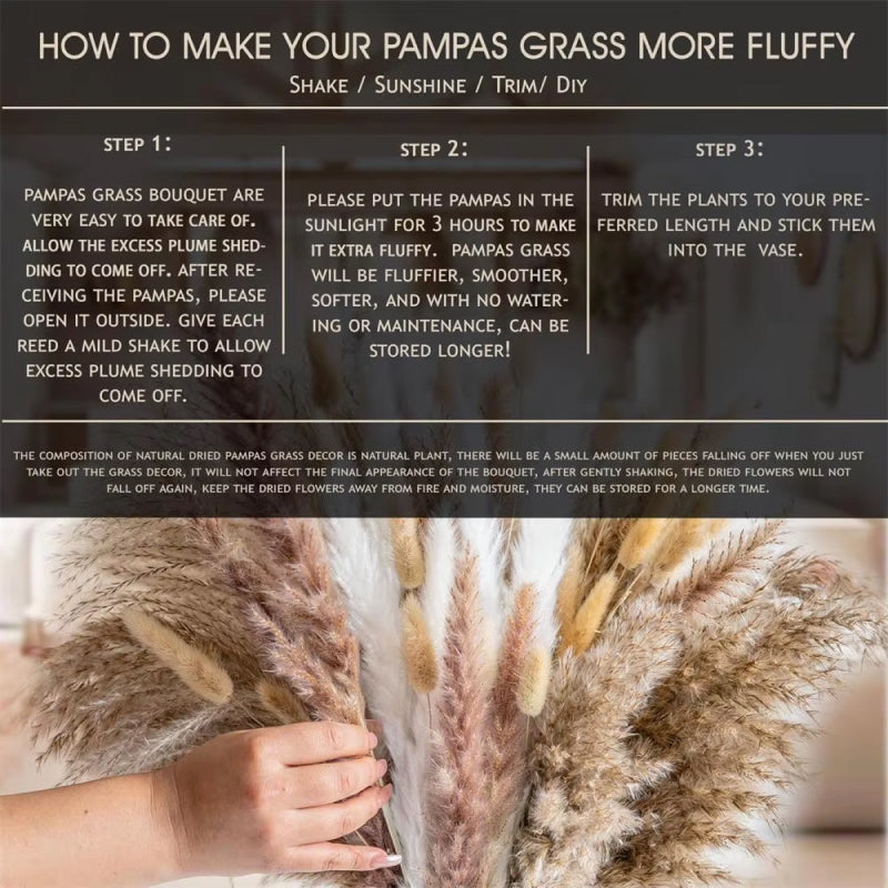 dried pampas grass bouquet, view 8 - MRSLM
