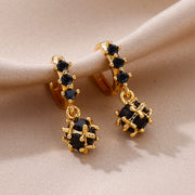 spherical black zircon dangle earrings, view 8 - MRSLM
