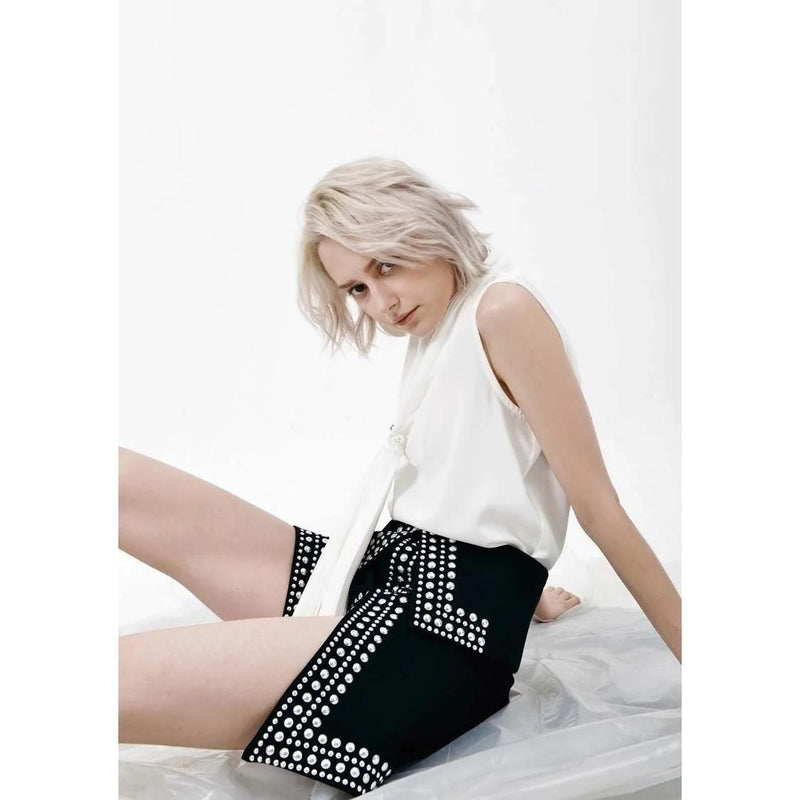 high waist rivet mini skirt, view 2 - MRSLM