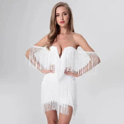 Tassel bandage bodycon mini dress - MRSLM