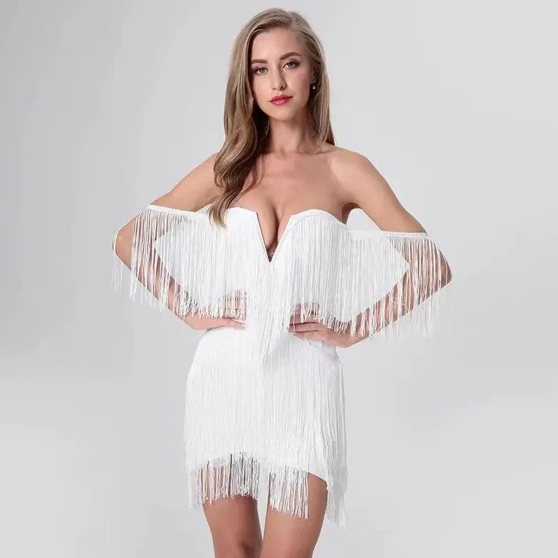 Tassel bandage bodycon mini dress - MRSLM