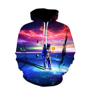 starry sky print hooded sweater, view 3 - MRSLM
