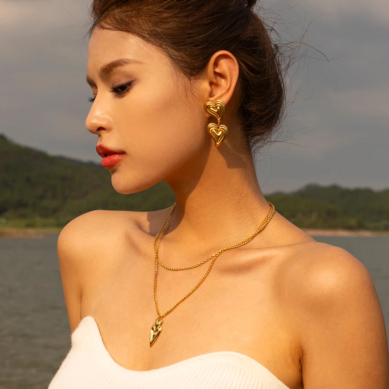 18k gold plated love heart necklace, view 4 - MRSLM