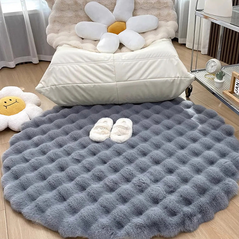 nordic round plush floor mat, view 2 - MRSLM