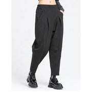 high elastic waist black harem trousers, view 4 - MRSLM