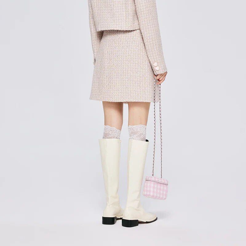 Asymmetric plaid A-line skirt, view 10 - MRSLM