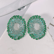 micro inlaid green zircon ring earrings - MRSLM