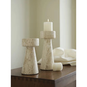 minimalist travertine marble candle holder, view 9 - MRSLM