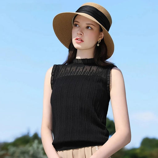 lace stand-up collar tank top - MRSLM