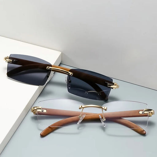 rimless wooden sunglasses - MRSLM