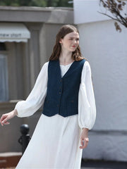 women's cotton linen vest, view 4 - MRSLM