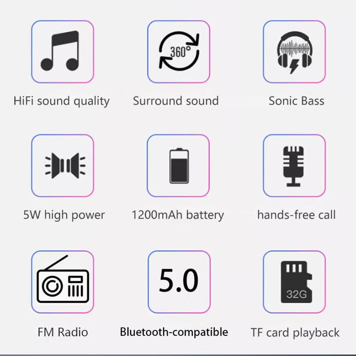 Portable Super Bass Bluetooth Speakers with FM Radio and Aux