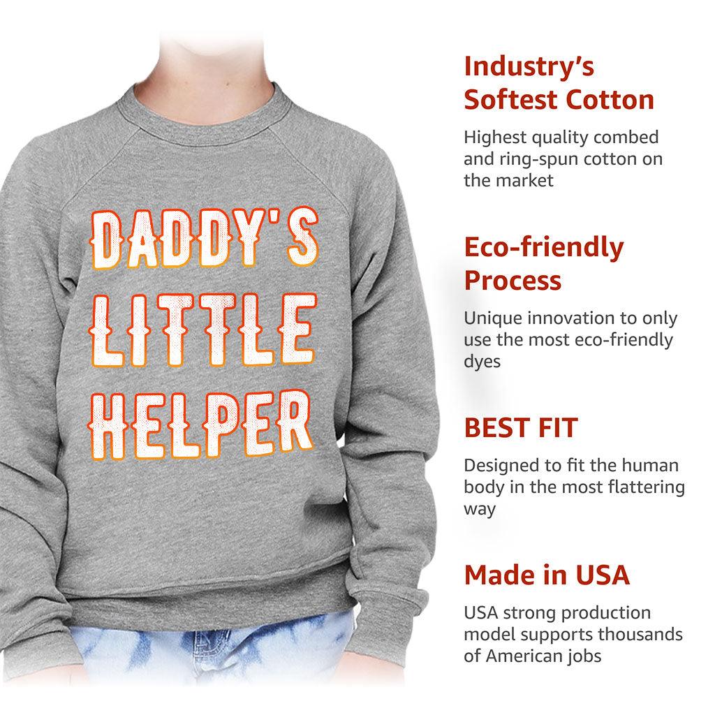 Daddy's Little Helper Kids' Raglan Sweatshirt - Cute Sponge Fleece Sweatshirt - Printed Sweatshirt - MRSLM