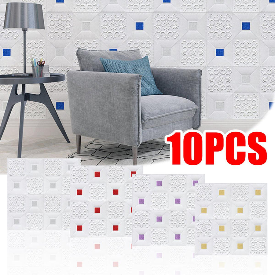10PCS 3D Stereo Wall Self-Adhesive Ceiling Decorative Bricks - MRSLM
