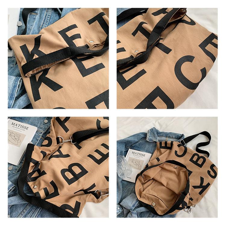 Large-capacity Letter Handbag Canvas Bag Single Shoulder Women - MRSLM