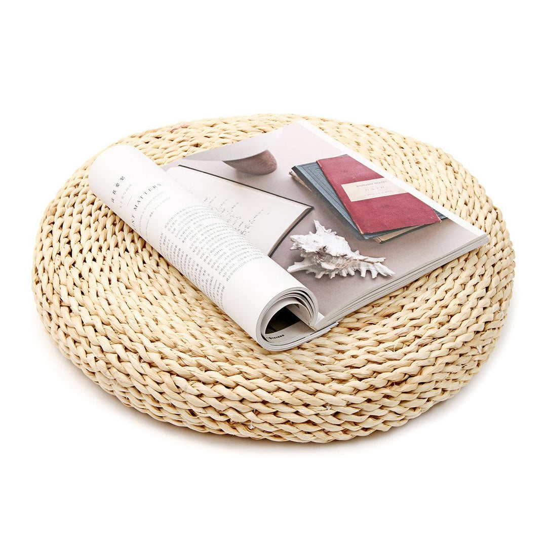 Round Weave Handmade Cushion Pillow Floor Yoga Seat Mat Tatami - MRSLM
