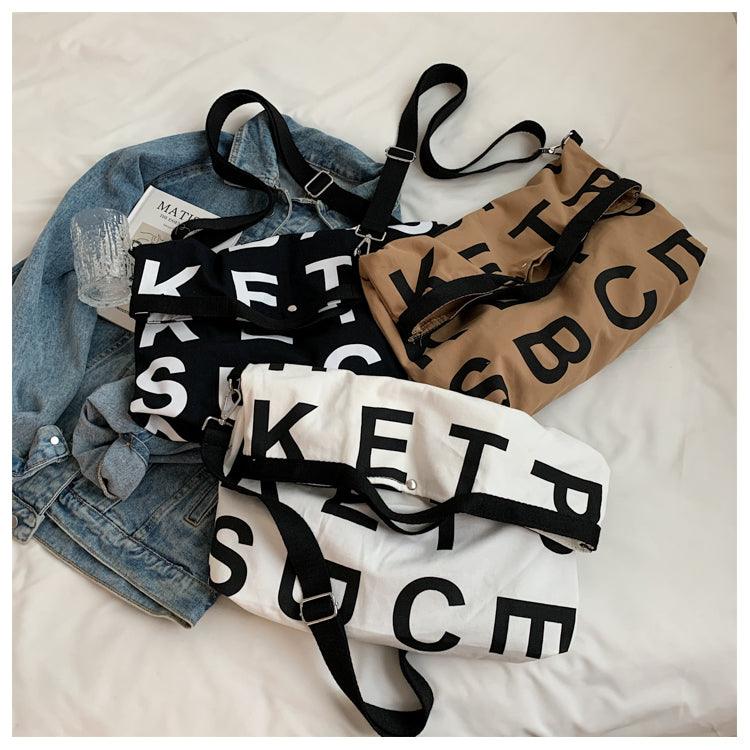 Large canvas letter tote bag, view 3 - MRSLM