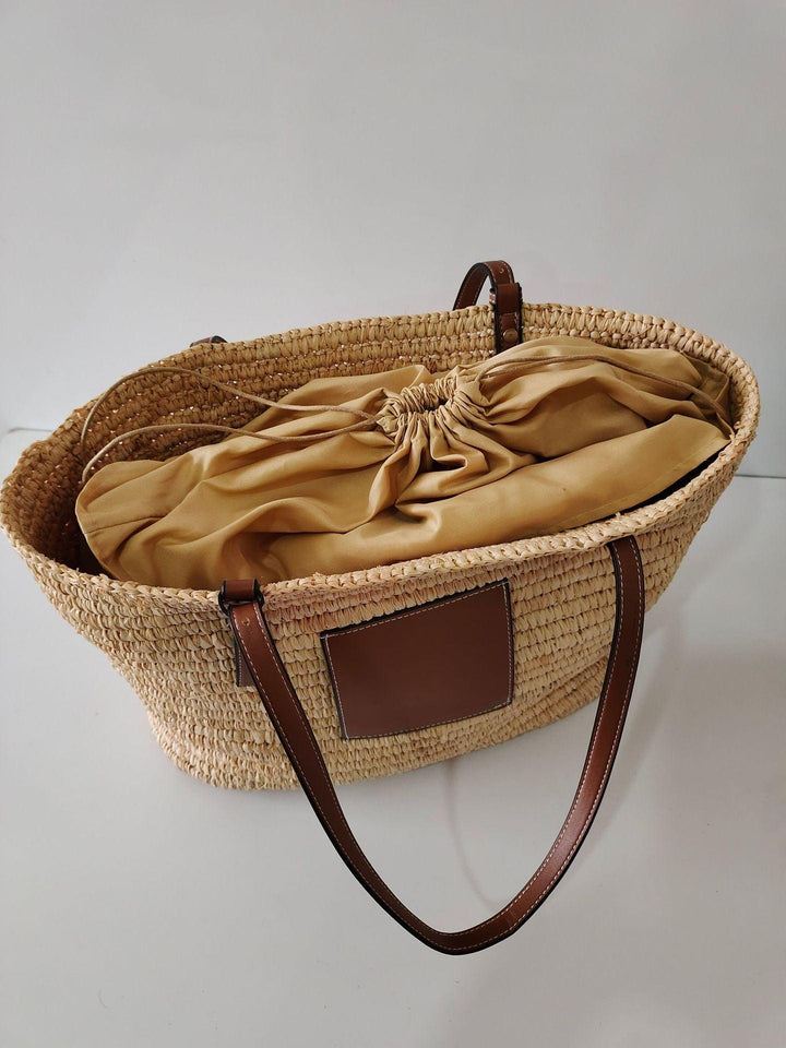 Hand-knitted Straw Woven Bag For Women's Fashion Bucket Beach - MRSLM