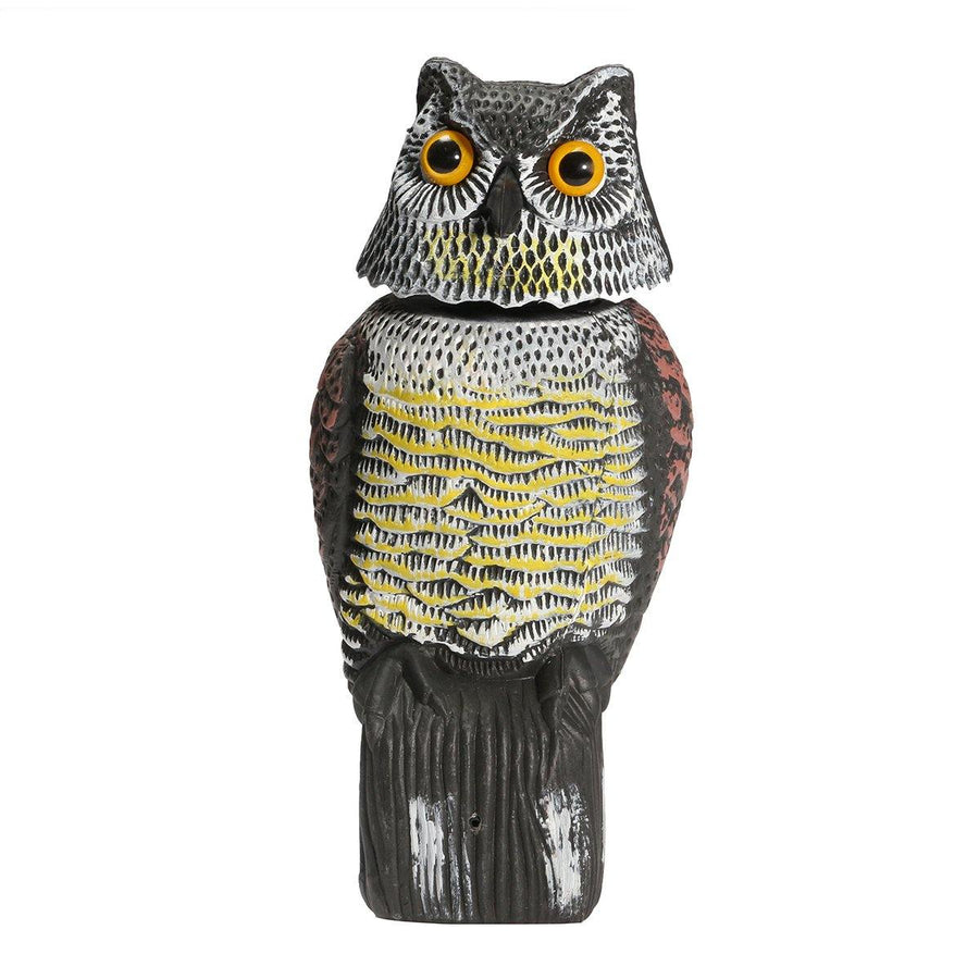 Artificial Resin Owl with Rotating Head Outdoor Hunting Decoy Garden Yard Landscape Ornament - MRSLM