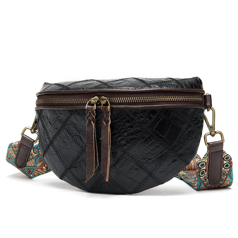 leather ethnic stitching crossbody bag, view 7 - MRSLM