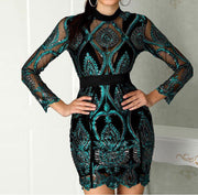 printed hip long sleeve dress - MRSLM