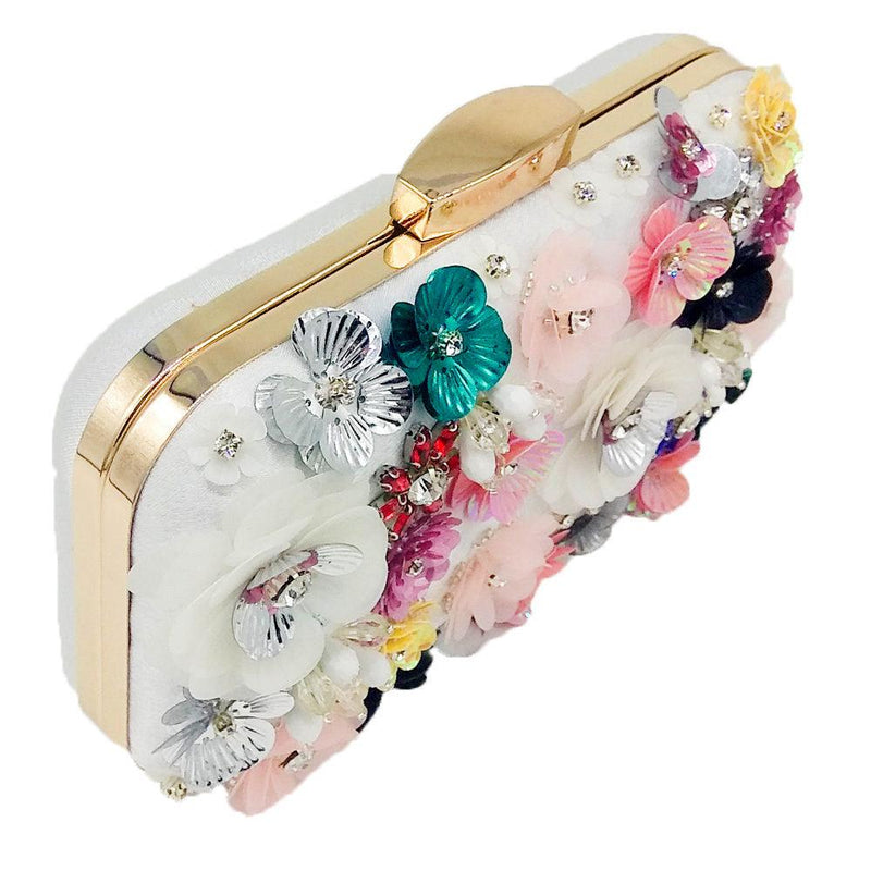 flower beaded banquet clutch, view 2 - MRSLM