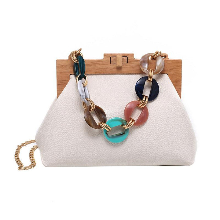 Colorful disc acrylic chain women's shoulder bag - MRSLM