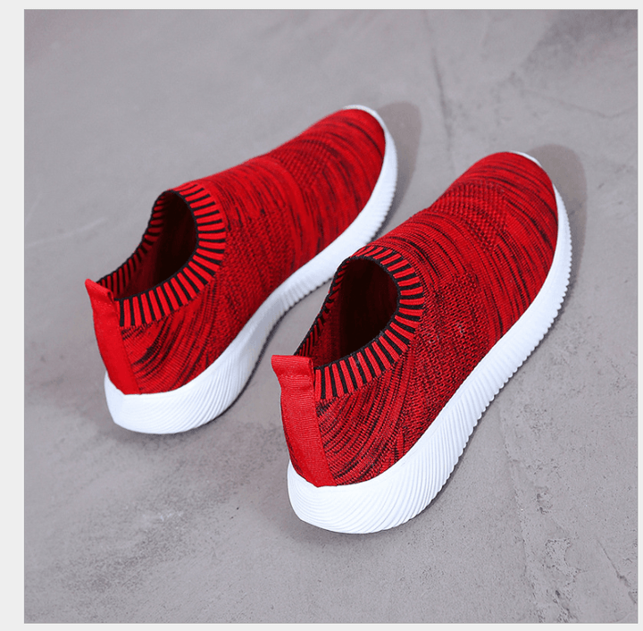 Spring new low help female flying woven mesh round head flat with single shoes deep mouth set foot comfortable flat bottom large code tide - MRSLM