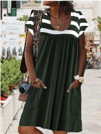 Striped short sleeve dress, view 4 - MRSLM
