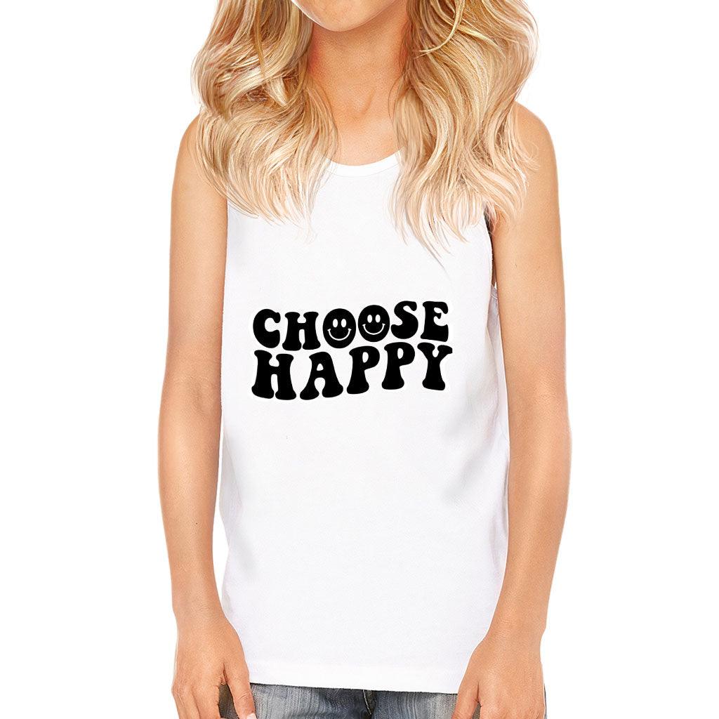 Choose Happy Kids' Jersey Tank - Trendy Sleeveless T-Shirt - Printed Kids' Tank Top - MRSLM